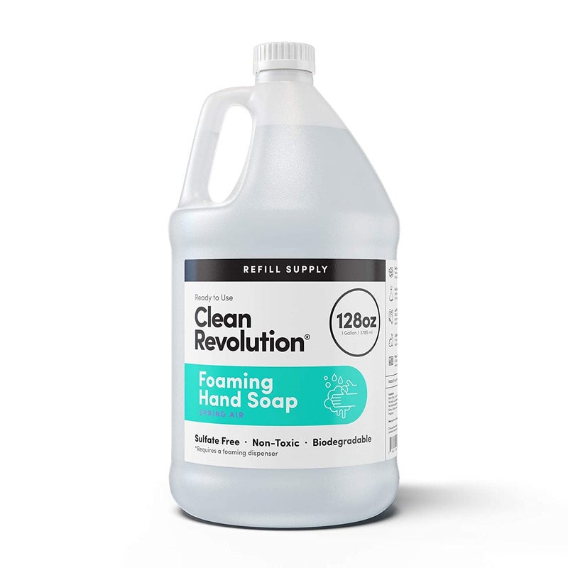 Clean Revolution Foaming Hand Soap Refill Supply Container, Ready to Use Formula, Spring Air Fragrance, Gluten Free, 128 Fl. Oz - Image 1